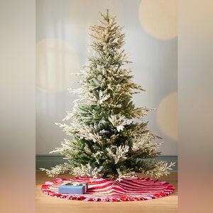 New SOLD OUT Anthropologie Holiday Ruffled Stripe Christmas Tree Skirt Red/Pink